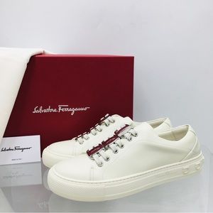 Salvatore Ferragamo NADINE White Intense Leather Women’s Sneakers Size 4.5 C
